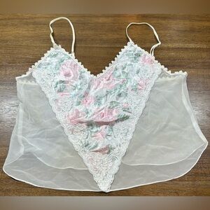 Alexandra Nicole Vintage Women's Size M Sleeveless Sheer Satin Floral Camisole